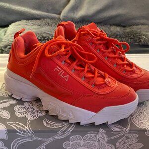 Fila reflective watermelon coral sneakers size 8.5